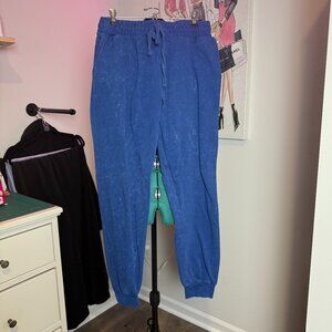 Distressed Bleach Dye Blue Sweatpants - Size Medium